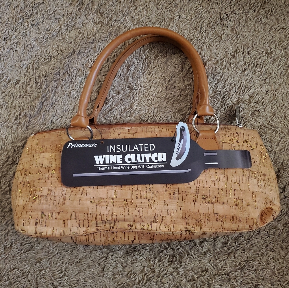 *NWT* Insulated Thermal Lined Wine Purse with Corkscrew